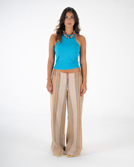 JUNO CREAM EMBROIDERED PANTS