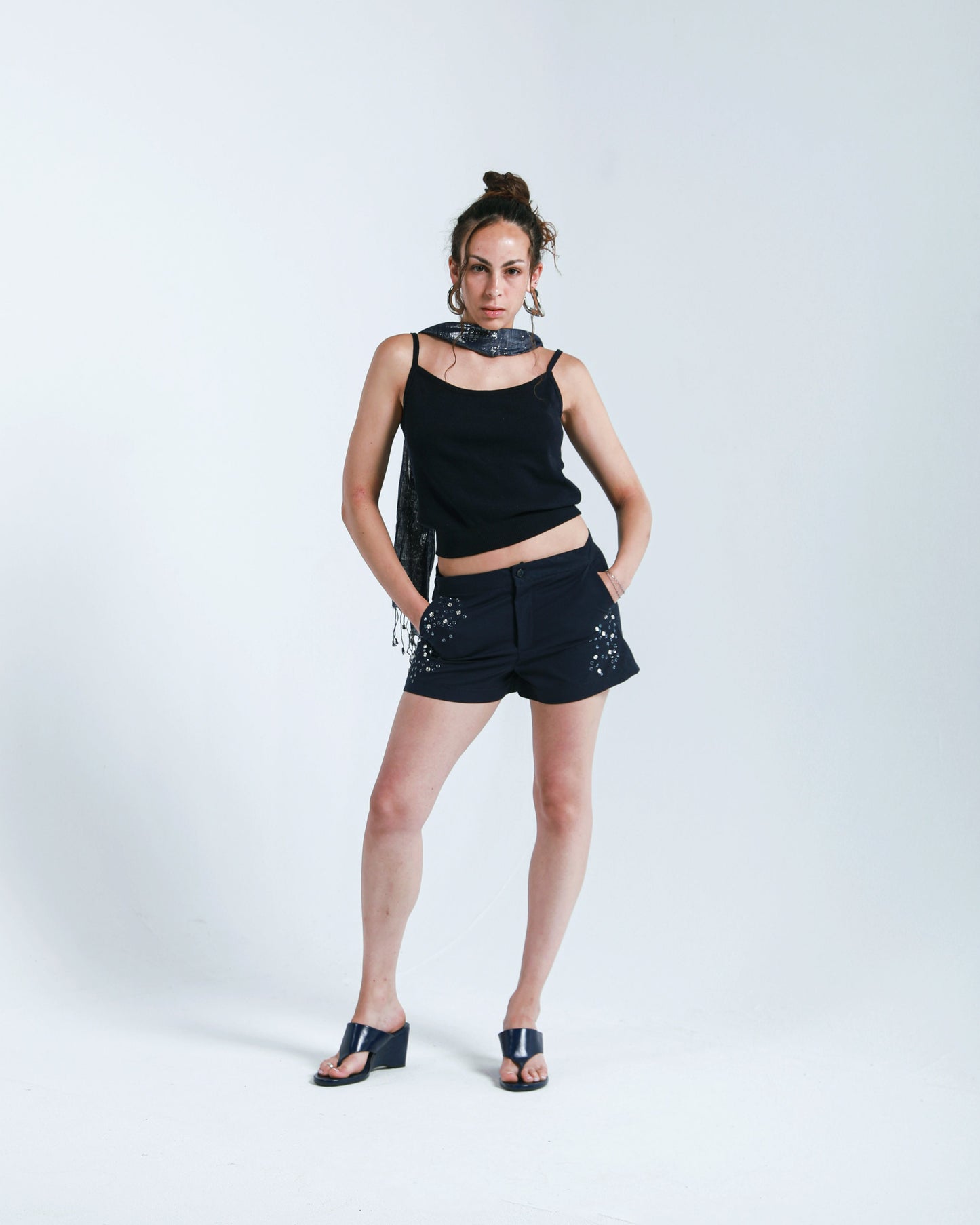 STARRY NIGHT EMBROIDERED SHORTS
