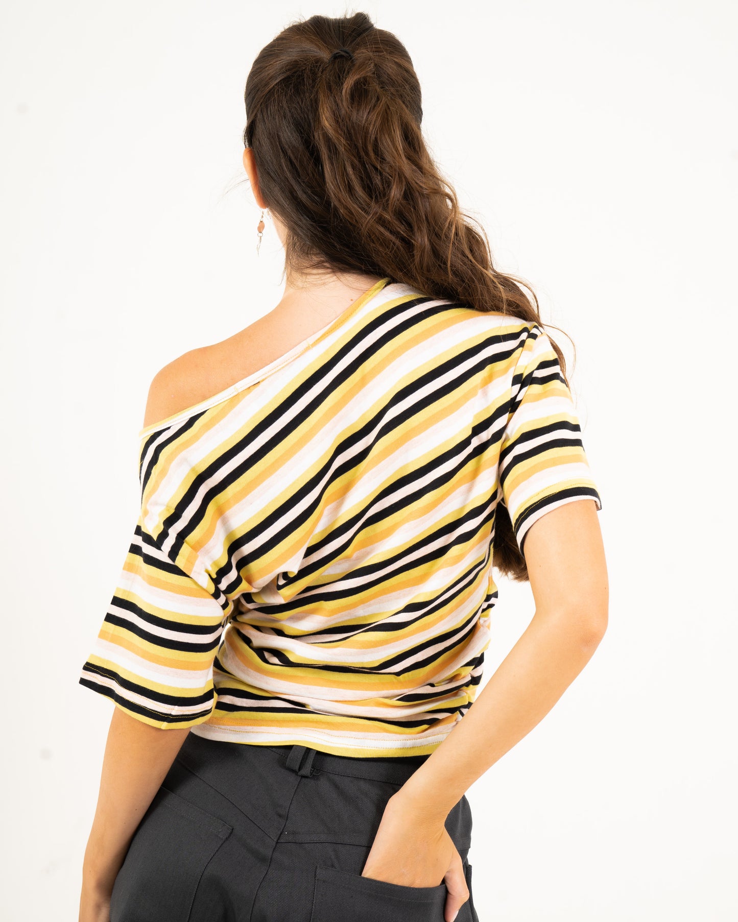 POPSICLE STRIPE OFF SHOULDER TOP